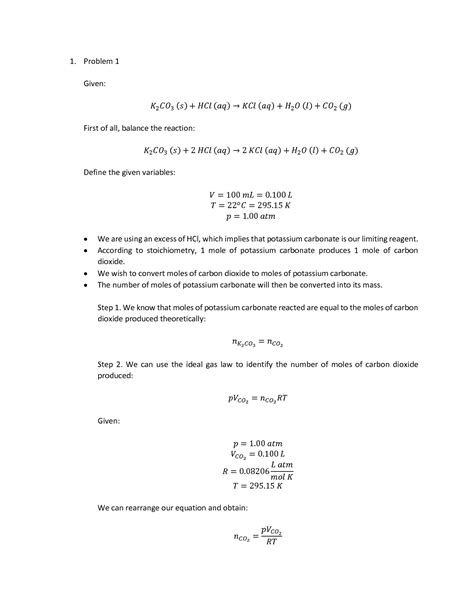 SOLUTION: Potassium Carbonate Reaction With Hydrochloric Acid Paper ...