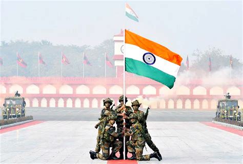 Indian Army With Flag