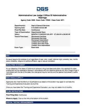 Fillable Online Administrative Law Judge I Office Of Administrative Fax