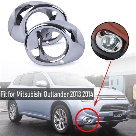 Pcs Silver Chrome Front Fog Lamp Cover Trim For Mitsubishi Outlander