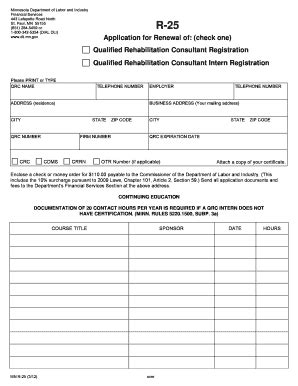 Fillable Online Doli State Mn R 25 Application For Renewal Of Qualified