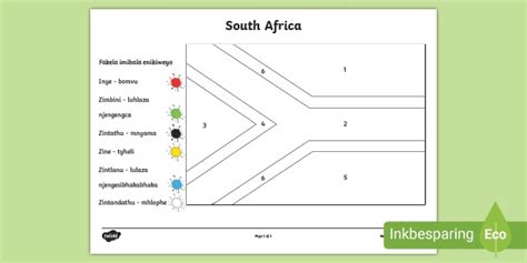 Heritage Day South African Flag Colour by number isiXhosa