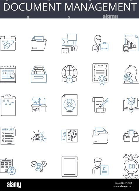 Document Management Line Icons Collection Record Keeping File