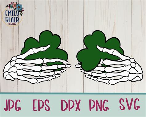 Skeleton Hands And Shamrocks Svg Funny St Patricks Day Svg Etsy