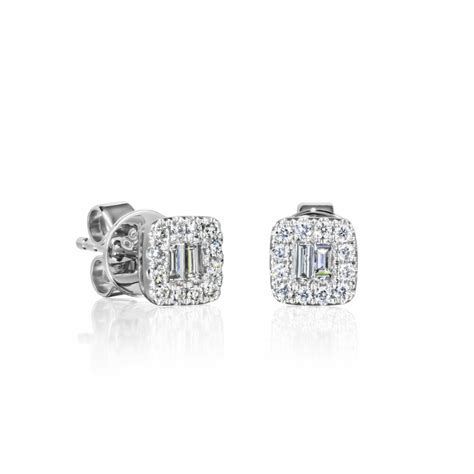 Square Diamond Cluster Stud Earrings - Holloway Diamonds