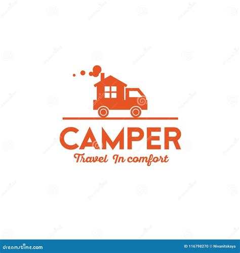 Camper Logo. a Car with Small House. House on the Wheels Stock Vector - Illustration of outdoor ...