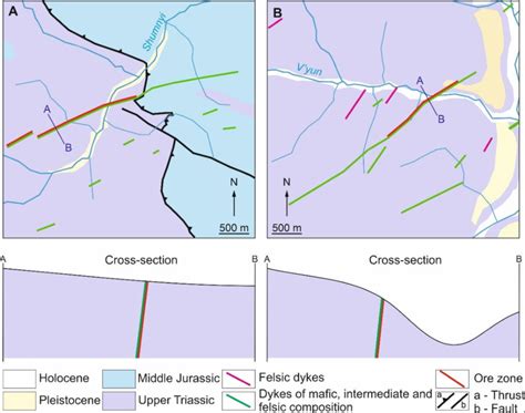 Geologic map and simplified cross-sections of the intrusion-hosted ...