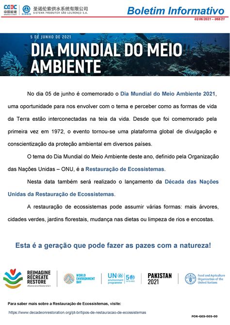 Boletim Informativo Spsl Dia Mundial Do Meio Ambiente Spsl