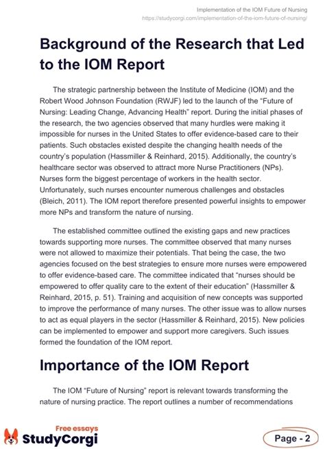 Strategic Partnership Iom Rwjf Launch Nursing Report Free Essay