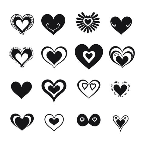 Heart Icon Set Silhouette Valentines Day Png File 36008410 Png