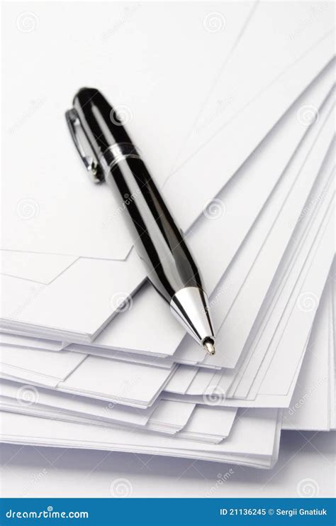 Black Pen And White Paper Royalty Free Stock Photo - Image: 21136245