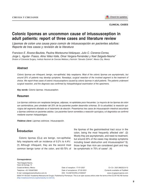 Pdf Colonic Lipomas An Uncommon Cause Of Intussusception In Adult Patients Report Of Three