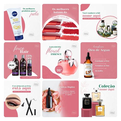 Modelos Canva Cosméticos Saúde 30 Templates Editáveis Bônus Ello