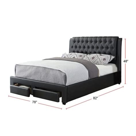 Black Faux Leather Bed with Storage Drawers - Bed Bath & Beyond - 33810484