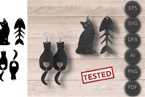 Cat Earrings Svg Kitten Laser Cut Files Graphic By DatsenCreate