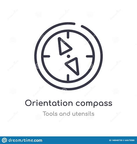 Orientation Compass Outline Icon Isolated Line Vector Illustration