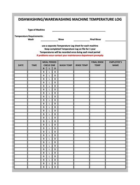 Free Printable Freezer Temperature Log Refrigerator Freezer Temperature