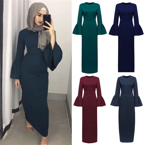 Muslim Abaya Women Skirtmaxi Dress Flare Sleeve Long Robe Gowns Kimono