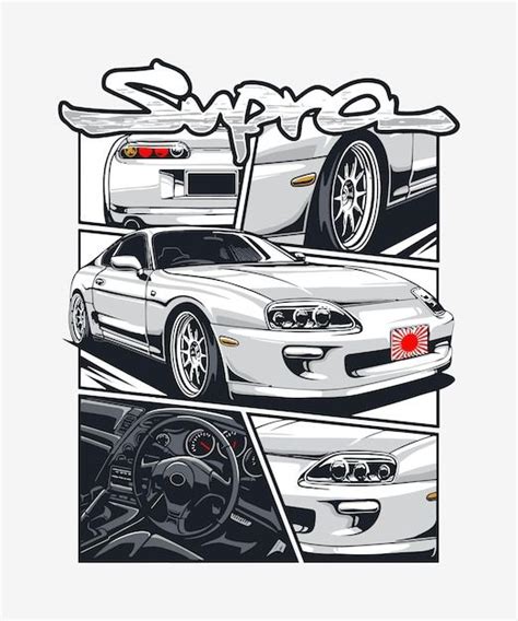 Ilustración Del Coche Japonés Supra De Alto Rendimiento Vector Premium En 2024 Toyota Supra