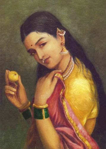 Lady Holding The Fruit Raja Ravi Varma Paintings Art Prints At Rs