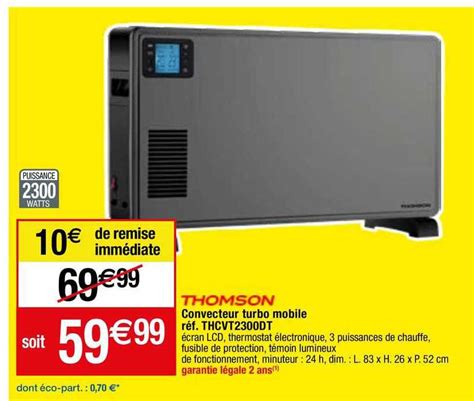 Promo Convecteur Turbo Mobile Thomson Chez Migros France ICatalogue Fr