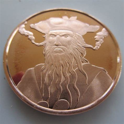 750 Blackbeard 1 Oz 999 Pure Copper Challenge Coin Coins Pure