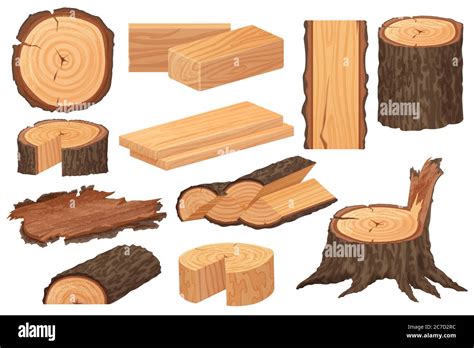 Wood Industry Raw Materials Realistic High Detailed Vector Production