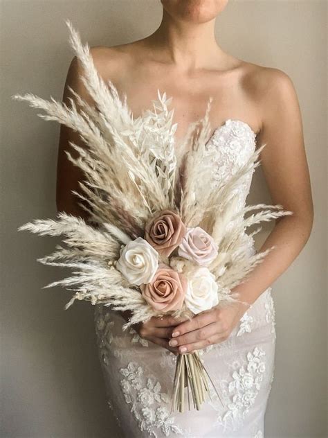 Pampas Grass Wedding Bouquet Pink Blush Mauve Bridal Boho Etsy Artofit