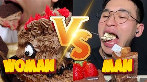 Woman Vs Man Eating Cake Asmr Mukbang Compilation Good Food Asmr