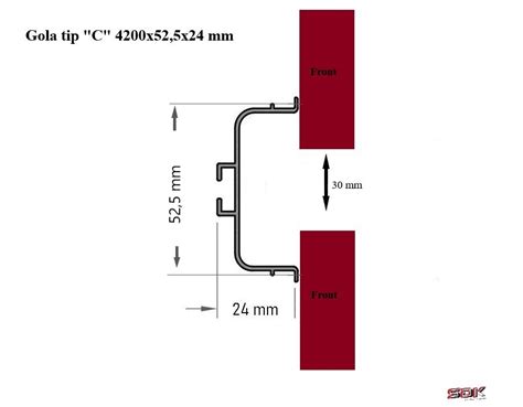 Profil Gola Tip C Mm Aluminiu Alb Negru Mat Sdk Aluminiu