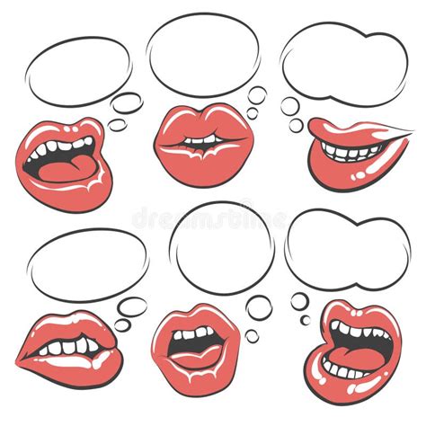 Labios Rojos Con La Burbuja Del Discurso Que Dice Guau Ilustración Del