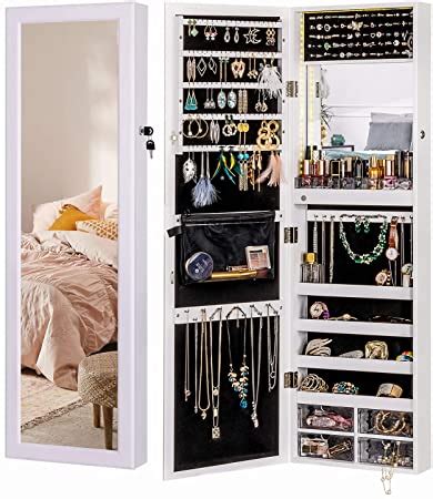 Amazon Luxfurni Mirror Jewelry Cabinet Led Lights Wall Mount