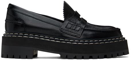 Proenza Schouler Black Lug Sole Platform Loafers In Black Modesens