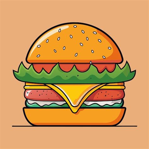 Premium Vector A Cartoon Drawing Of A Hamburger With A Hamburger On