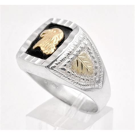 Black Hills Gold Sterling Silver Eagle Ring W Black Onyx