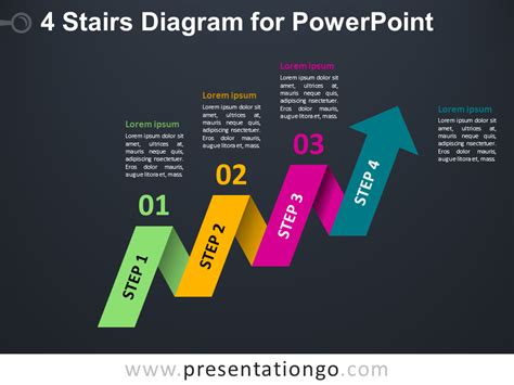 4 Staged Arrow Stair Powerpoint Diagram Presentationgo