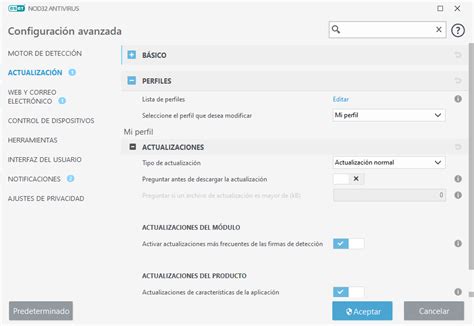 Configuración de actualizaciones ESET NOD32 Antivirus Ayuda en