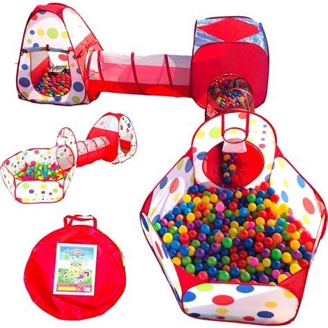 Playz 6 Piece Kids Play Tents Crawl Tunnels And Ball Pit Popup Bounce