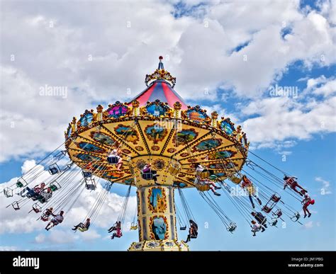 Swing Carousel Ride Amusement Park Cardiff Bay Uk Stock Photo Alamy