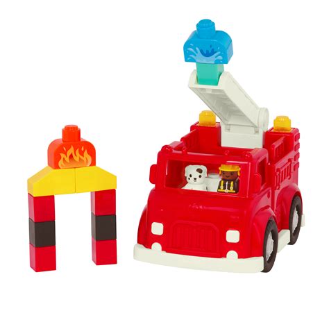 Locbloc Fire Engine Toy Fire Truck And Blocks Battat