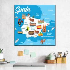 Cartoon Map Of Spain Wall Art | Digital Art