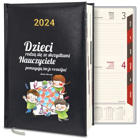 KALENDARZ DZIENNY A5 2024 PLANNER TERMINARZ PREZENT DZIEŃ NAUCZYCIELA