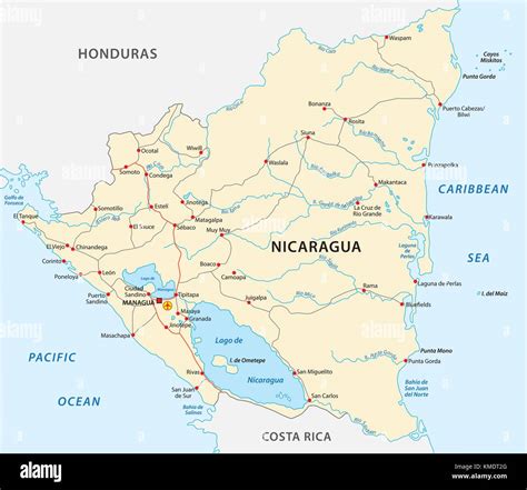 Nicaragua, Managua - Capital City, Pinned on Political Map Stock ...