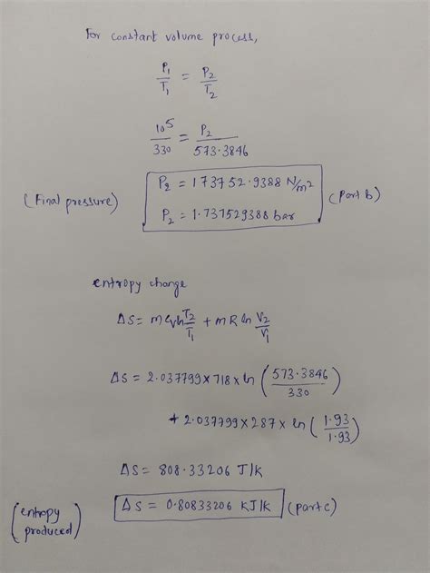 Solved Thermodynamics Entropy Air Contained In A Rigid Insulated