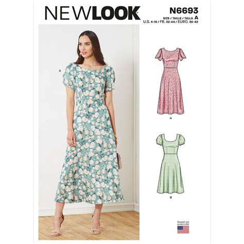 Misses Dresses New Look Sewing Pattern 6693 Size 4 16 Sew Essential