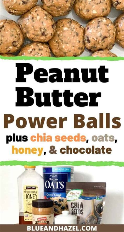 Peanut Butter Power Balls With Chia & Chocolate - Blue and Hazel