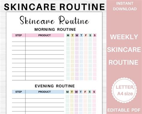 Skincare Routine Editable Printable Skincare Routine Etsy Uk Artofit