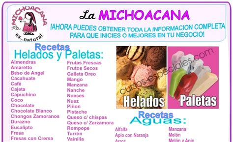 Recetas La Michoacana Helados Paletas Y Aguas RECETARIOS Y MANUALES