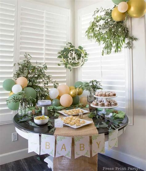 Easy Greenery Baby Shower Decor With Eucalyptus And Printables