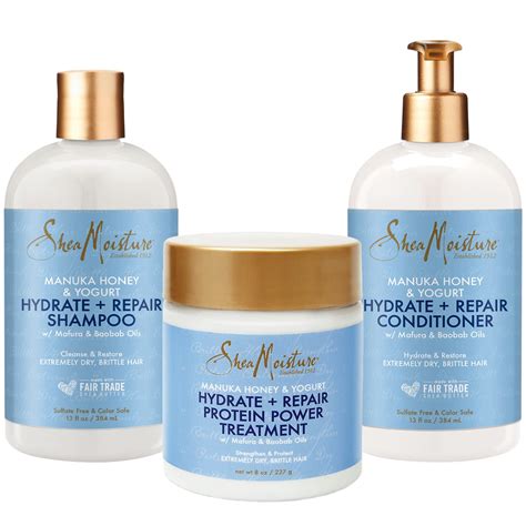 Shea Moisture Shampoo And Conditioner Set 13 Fl Oz Ea Bundled With Protein Power Treatment 8 Fl